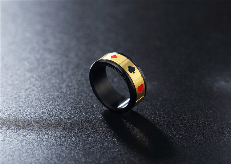 Magical Black and Red Flower Men's Titanium Steel Ring