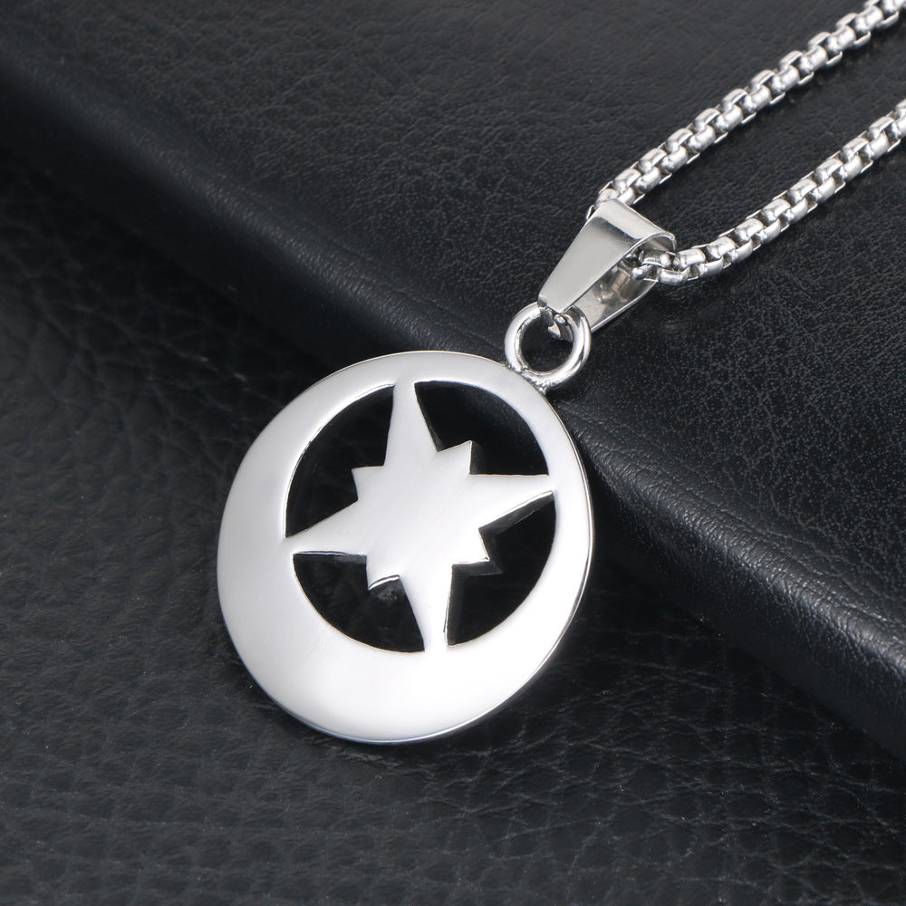 Stylish Titanium Steel Star Flower Pendant Necklace for Men - Hipster Retro Sweater Chain