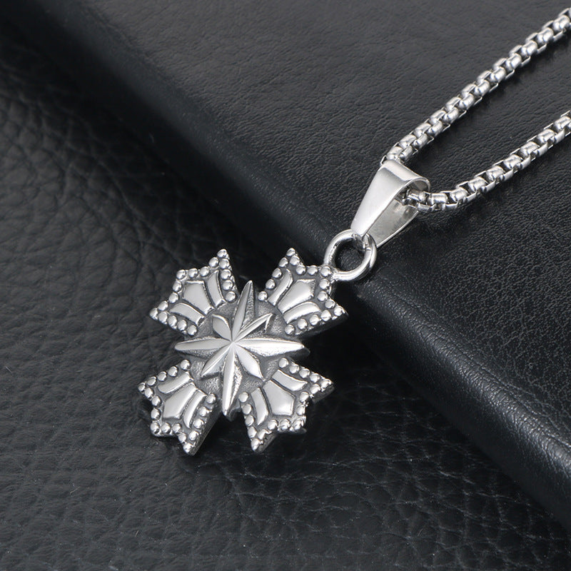 Personalized Titanium Steel Snowflake Hexagram Necklace for Men and Women - Stylish Sweater Chain Accessory