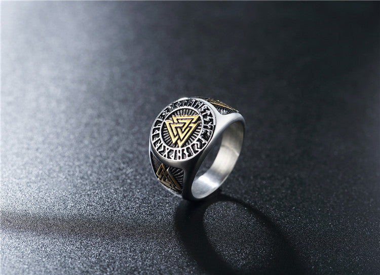 Everyday Genie Titanium Steel Ring for Men - Retro Punk Viking Style