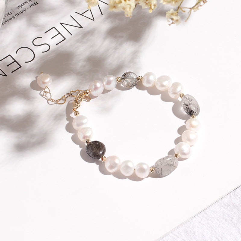 Elegant Crystal and Freshwater Pearl Bracelet with Sterling Silver Needle