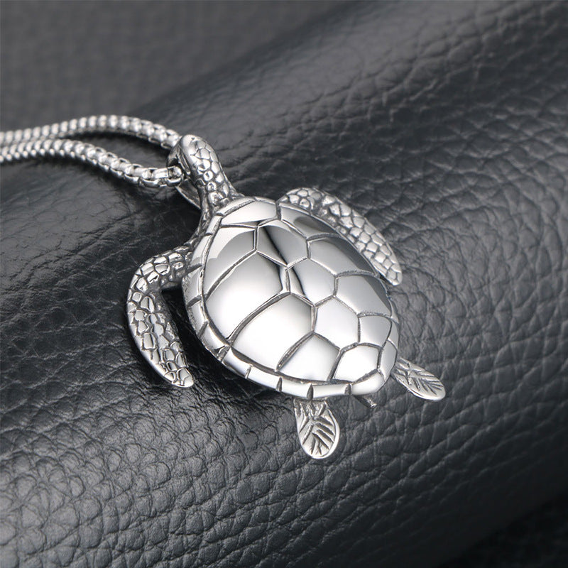 Titanium Steel Turtle Pendant Necklace for Men and Women - Symbol of Longevity and Strength