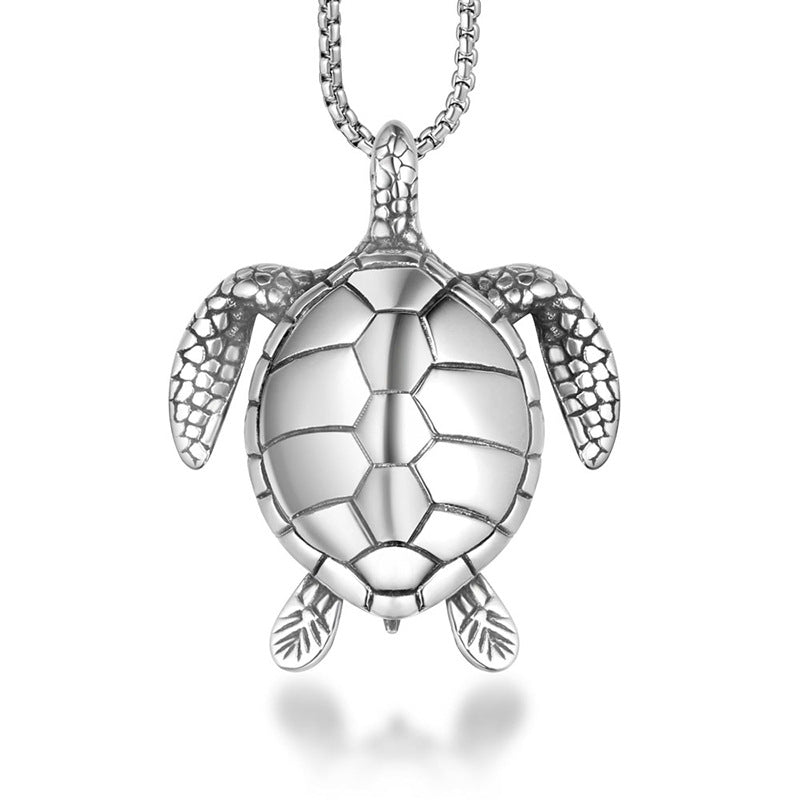 Titanium Steel Turtle Pendant Necklace for Men and Women - Symbol of Longevity and Strength