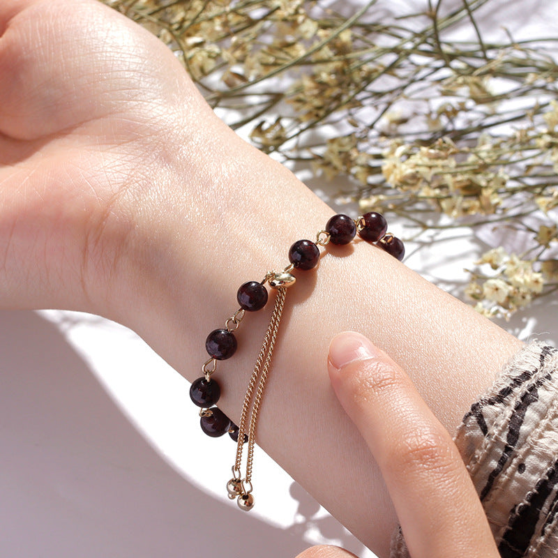 Red Garnet Butterfly Dream Bracelet in Gold Plated Sterling Silver