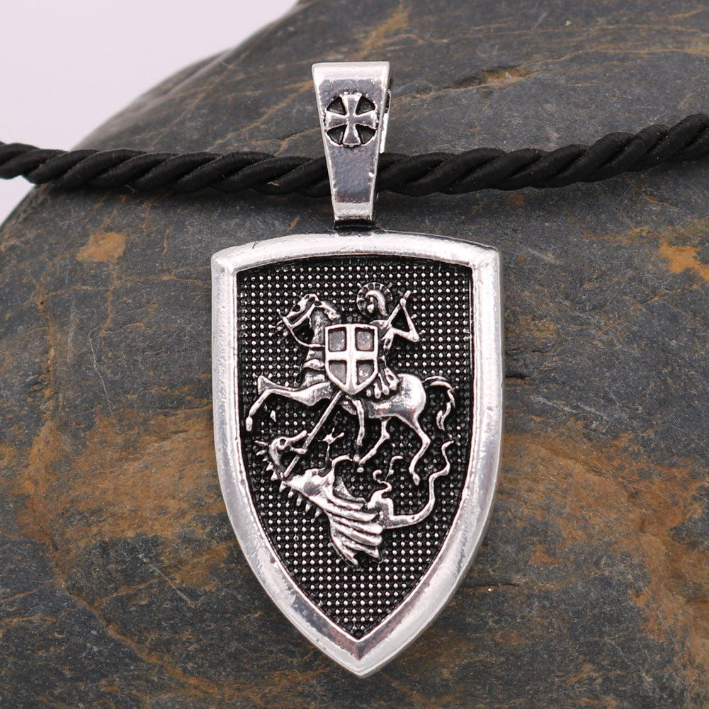 Saint Michael Guardian Angel Shield Pendant Necklace for Men - Russian Orthodox Archangel Amulet