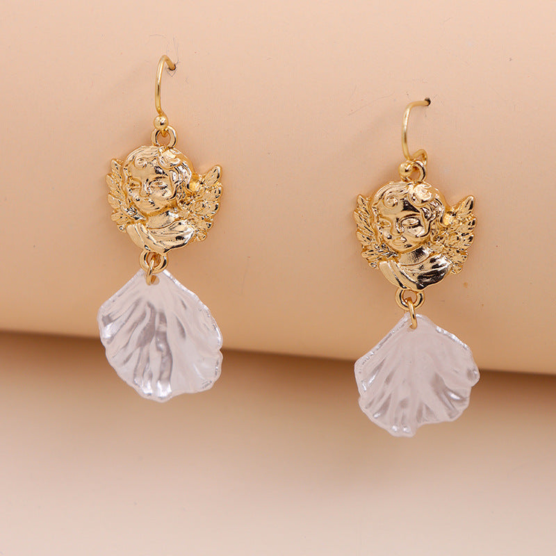 Elegant Baroque Pearl Gold Cross Earrings - Vienna Verve Collection