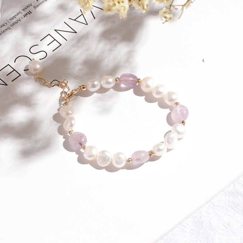 Elegant Crystal and Freshwater Pearl Bracelet with Sterling Silver Needle