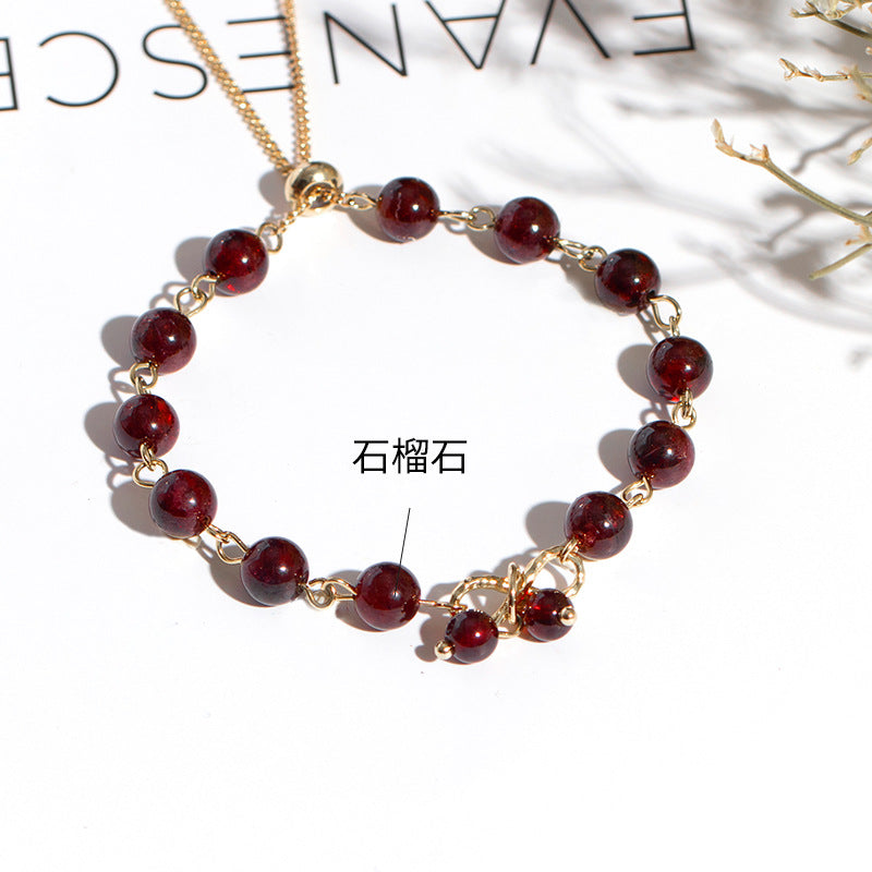 Red Garnet Butterfly Dream Bracelet in Gold Plated Sterling Silver