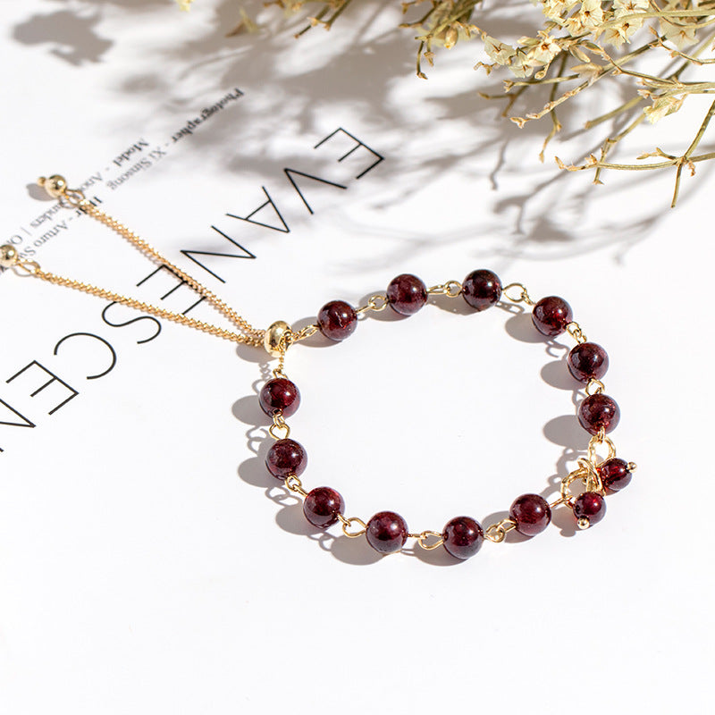 Red Garnet Butterfly Dream Bracelet in Gold Plated Sterling Silver