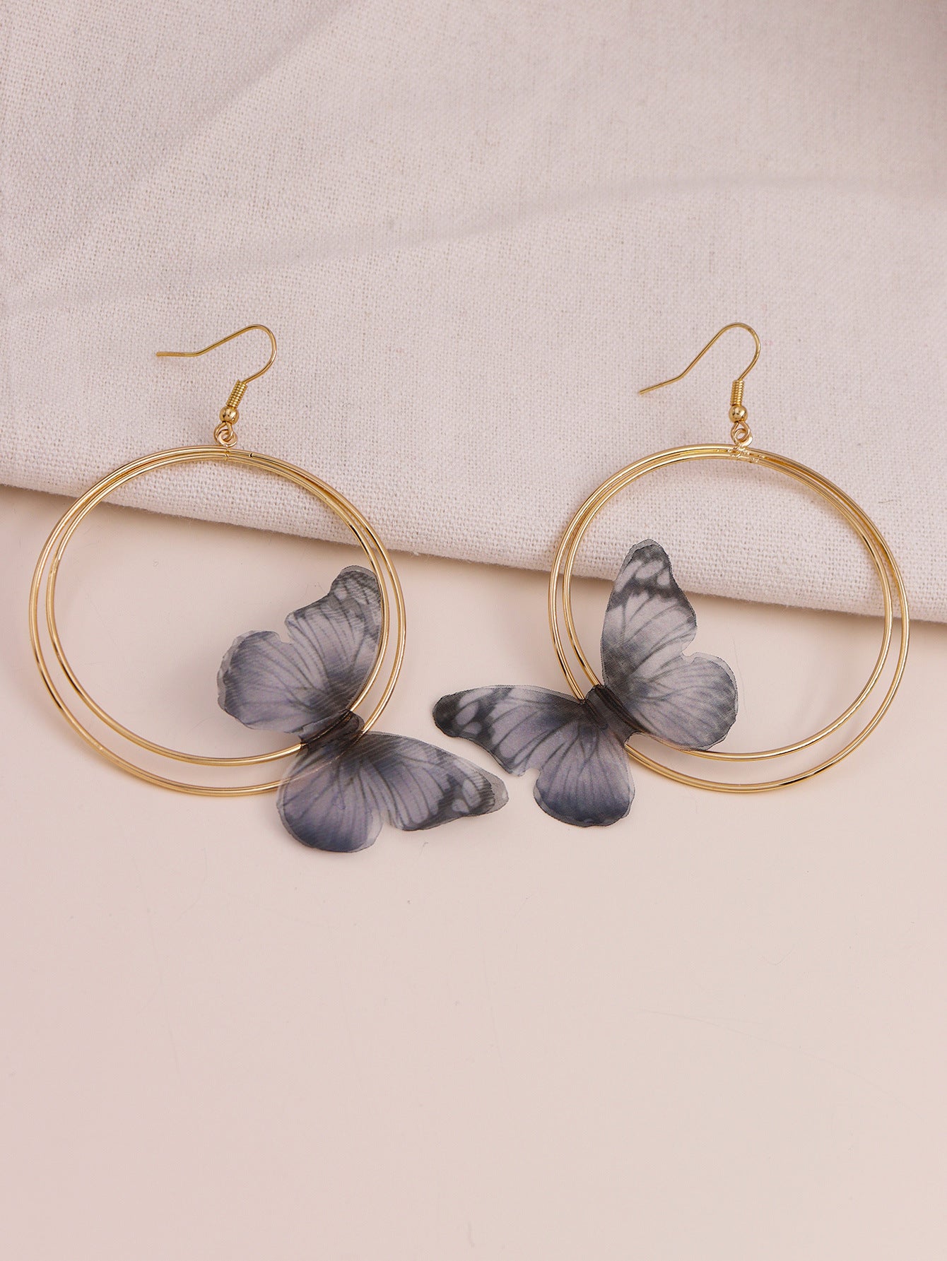 Butterfly Verve Exaggerated Circle Earrings in Geometric Design