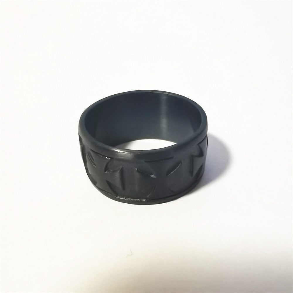 Row of Teutonic Cross Titanium Steel Ring for Men