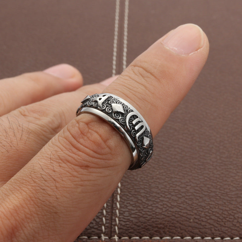 Titanium Steel Buddha Spinner Ring for Men - Punk Rock Style