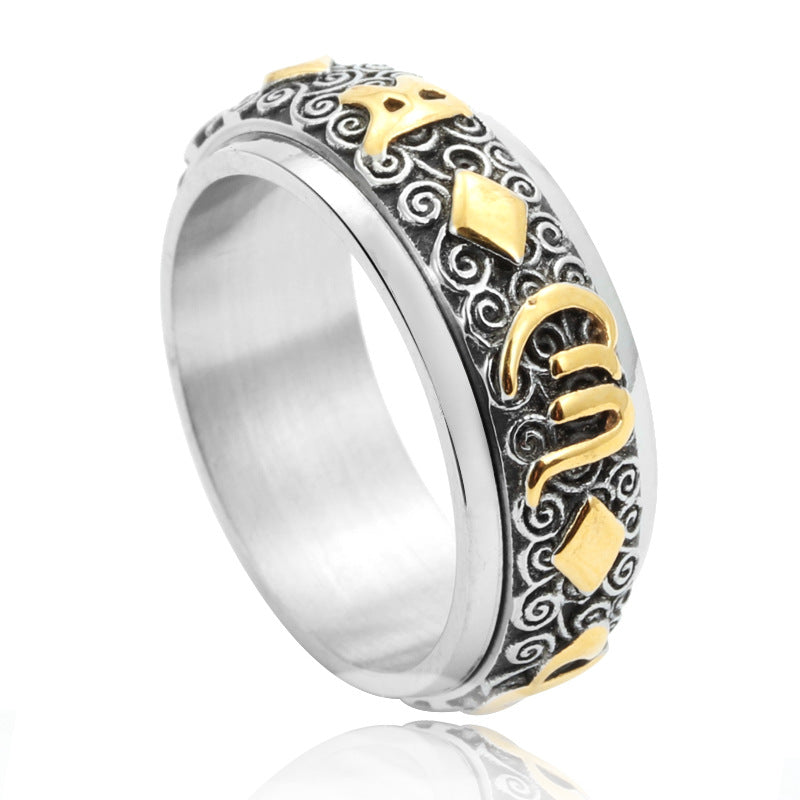 Titanium Steel Buddha Spinner Ring for Men - Punk Rock Style