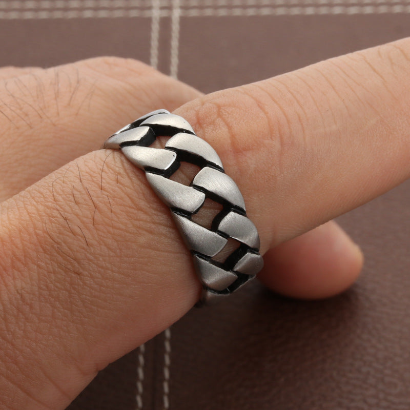 Punk Rock Titanium Steel Chain Ring for Men - Bold Imitation Design