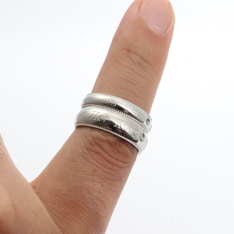 Elegant Titanium Steel Matching Rings - Contemporary Japanese-Korean Style Engagement Bands for Couples