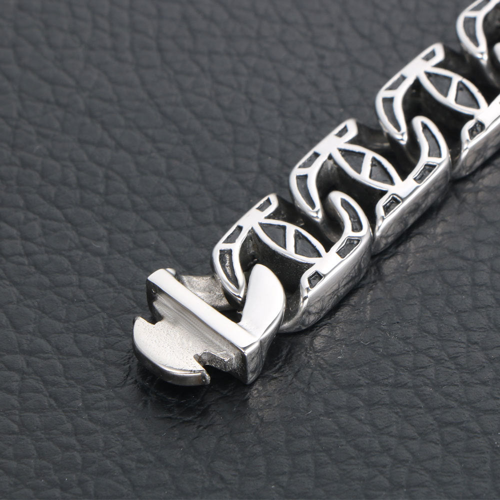 Roman-Inspired Titanium Steel Bracelet for Modern Men - Trendy Punk Fashion Accessory