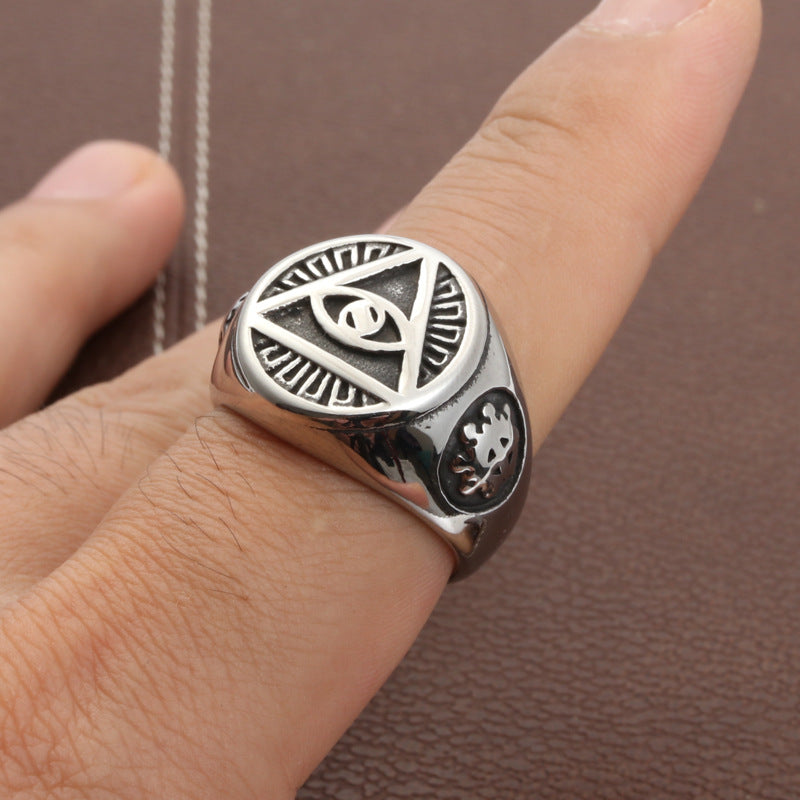 Punk Rock Titanium Steel Reaper's Eye Ring for Men - Edgy Stainless Steel Accessory