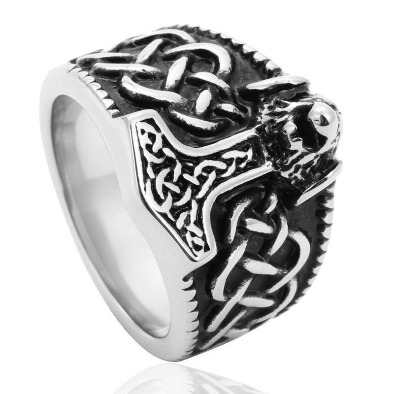 Titanium Steel Dog Head Quake Ring - Punk Rock Men's Statement Jewelry