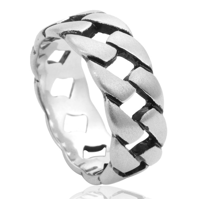 Punk Rock Titanium Steel Chain Ring for Men - Bold Imitation Design