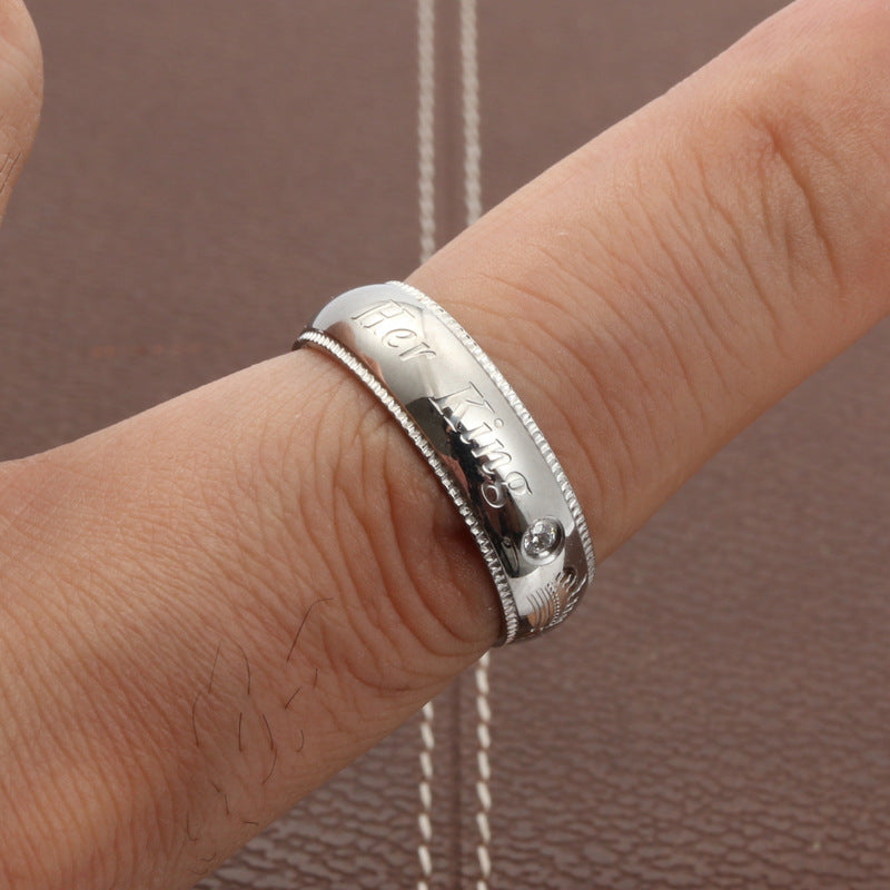 Elegant Titanium Steel Matching Rings - Contemporary Japanese-Korean Style Engagement Bands for Couples