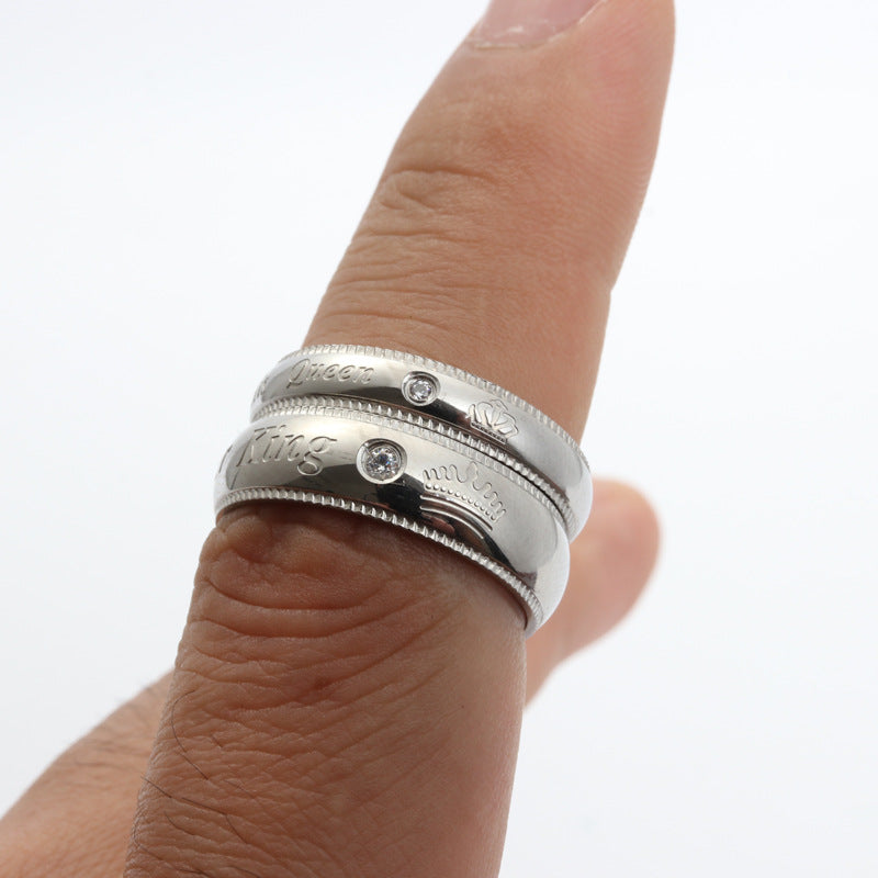 Elegant Titanium Steel Matching Rings - Contemporary Japanese-Korean Style Engagement Bands for Couples