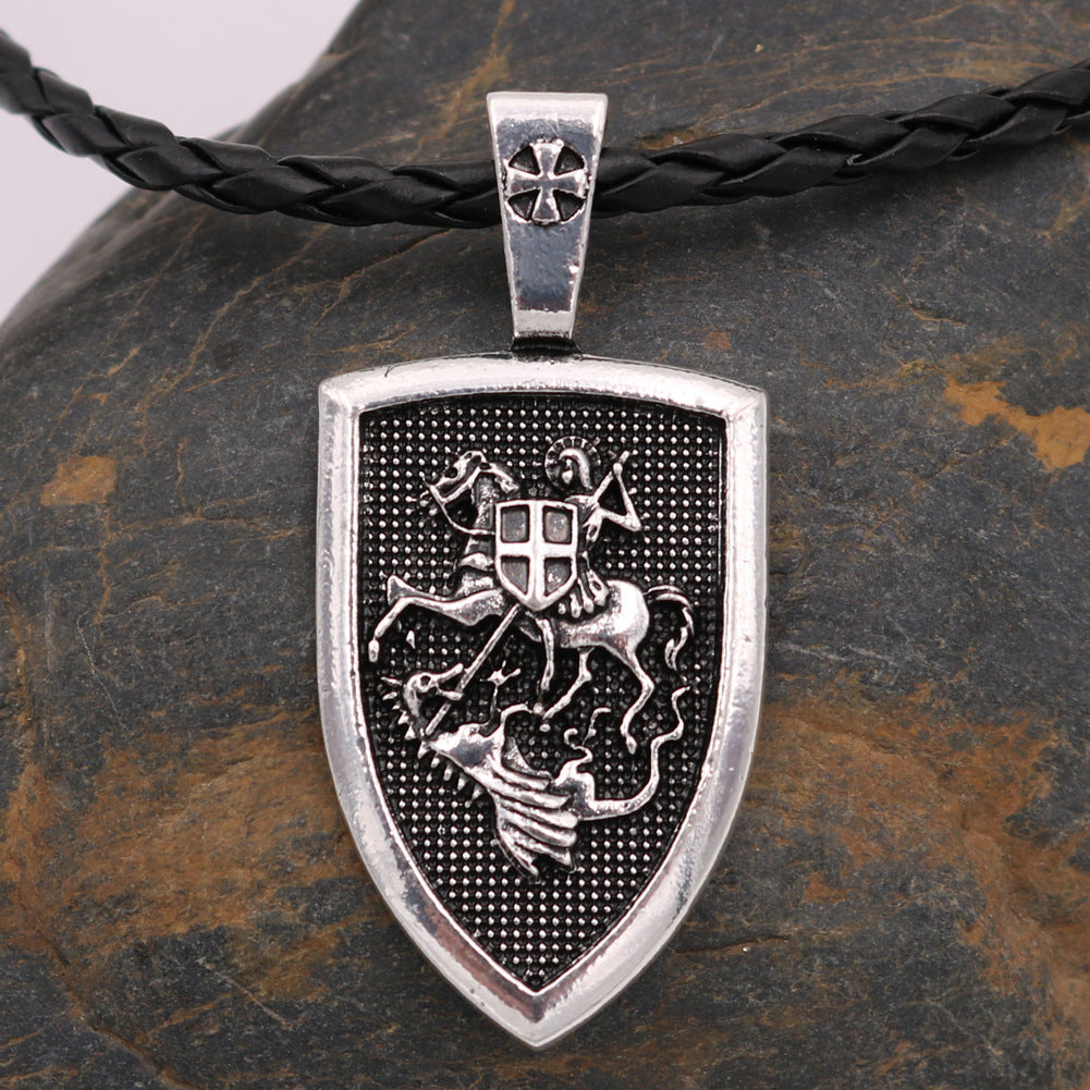 Archangel St Michael's Shield Protection Charm Necklace - Russian Orthodox Pendant for Men