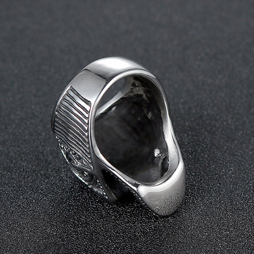 Titanium Steel Skull Ring for Men - Retro Religious Totem Jewelry in European and American Fashion