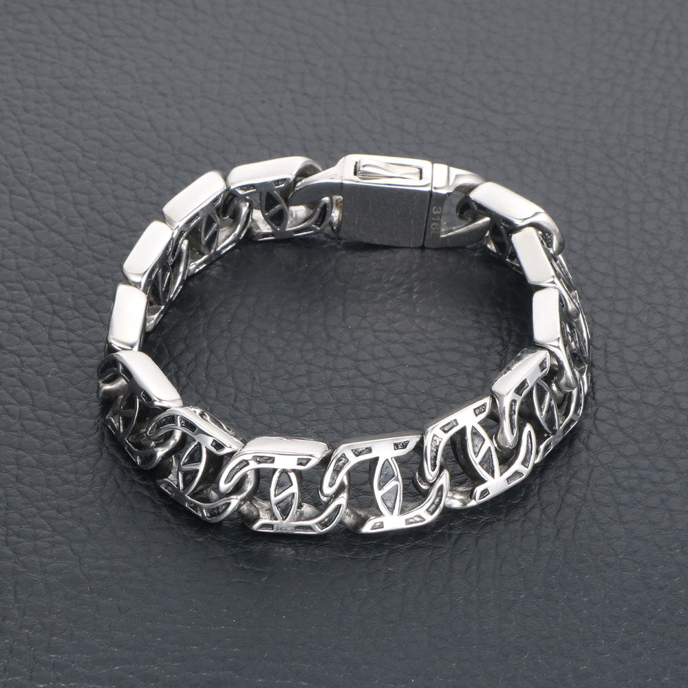 Roman-Inspired Titanium Steel Bracelet for Modern Men - Trendy Punk Fashion Accessory