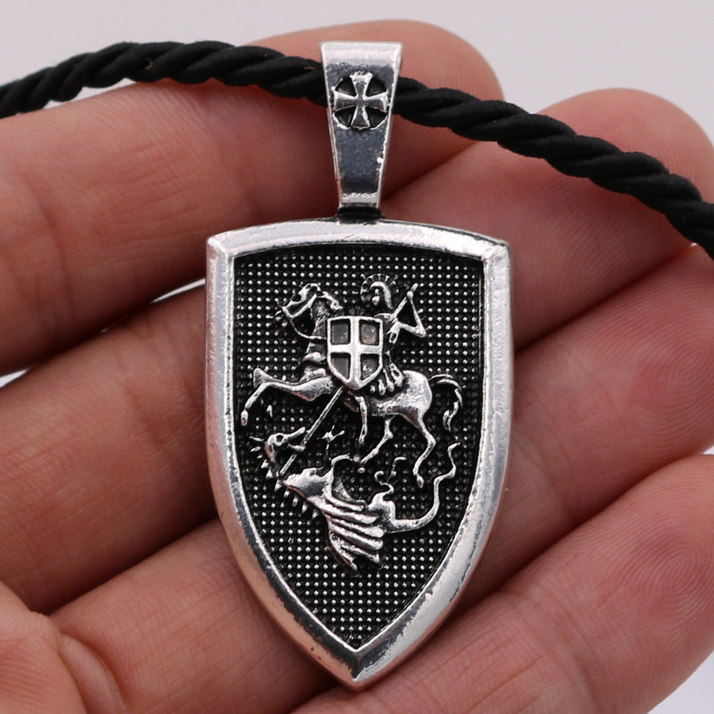 Archangel St Michael's Shield Protection Charm Necklace - Russian Orthodox Pendant for Men