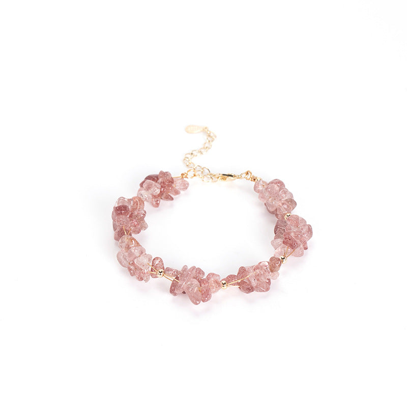 Korean Style Irregular Gravel Strawberry Crystal Bracelet