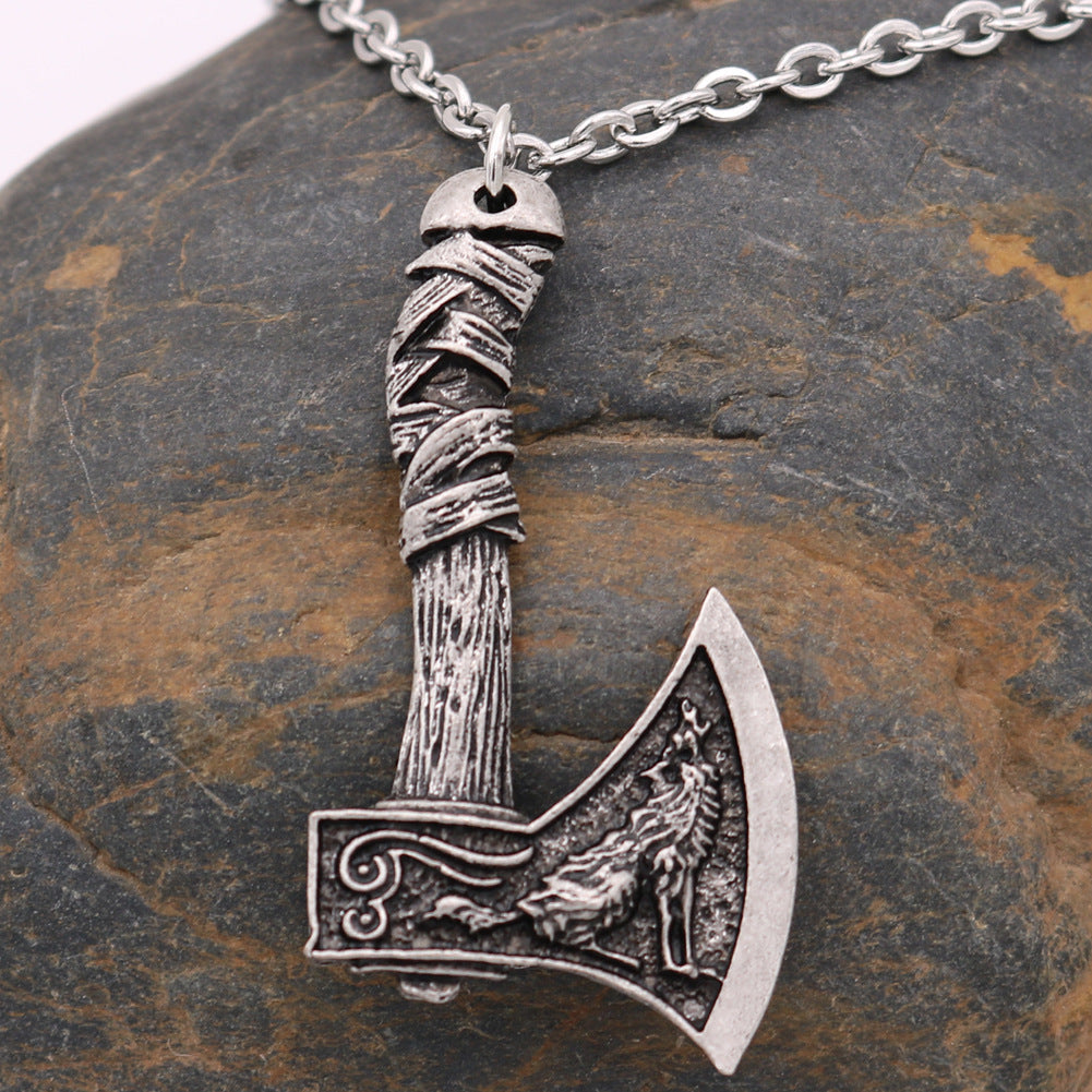 Odin's Legacy Titanium Steel Axe Necklace - European & American Men's Pendant