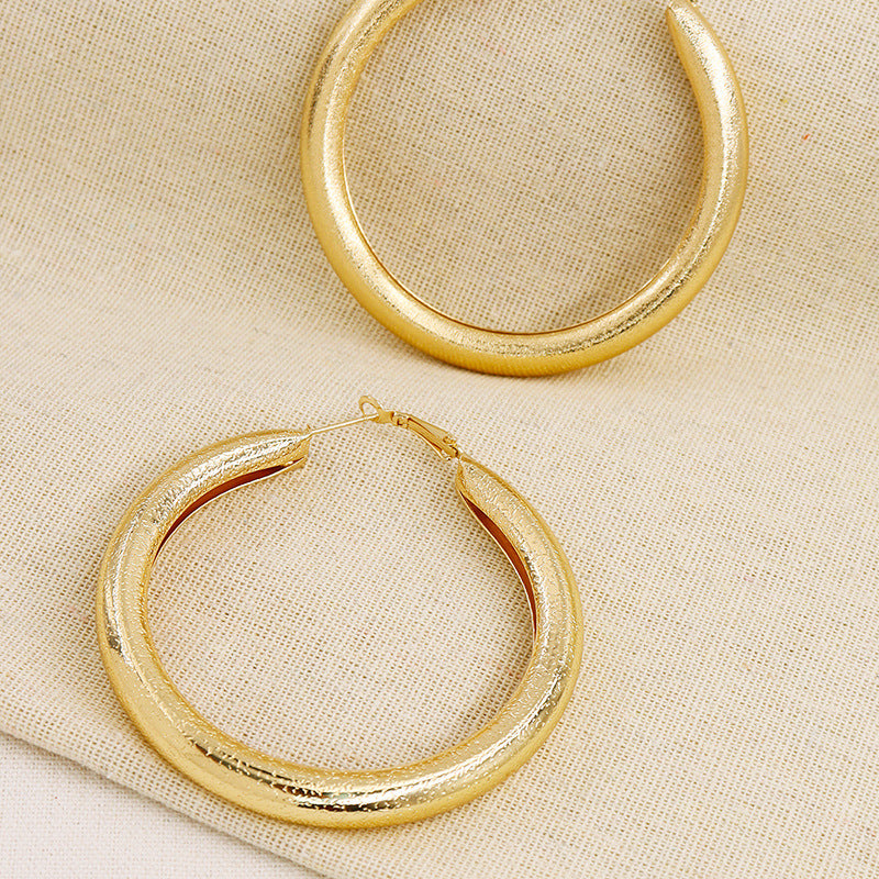 Vibrant Vienna Verve Metal Earrings with Geometric Circle Design