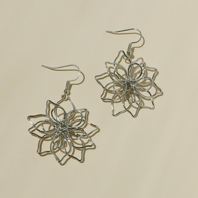 Metal Woven Flower Earrings - Vienna Verve Collection