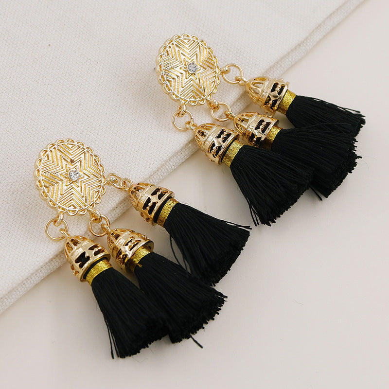 Retro Style Metal Tassel Earrings with Ethnic Touch, Cross Border Jewelry