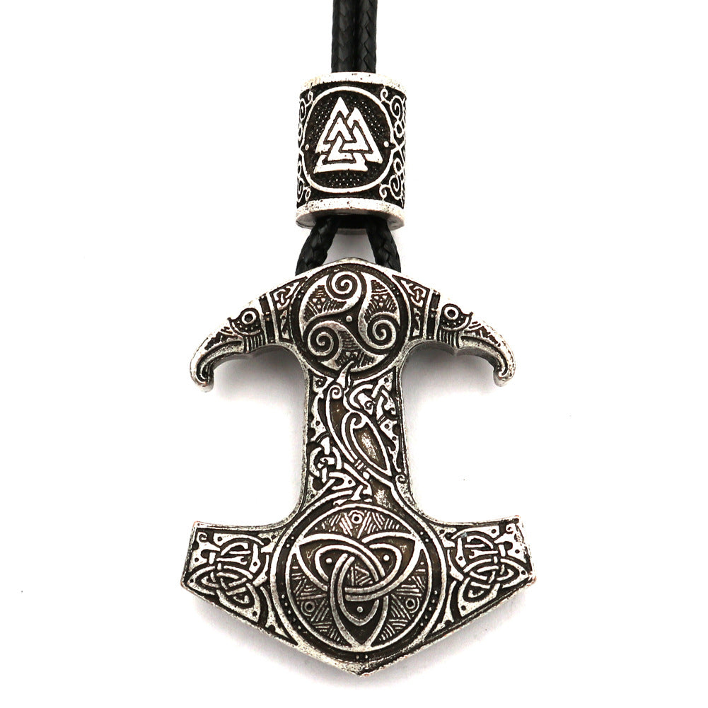 Viking Legend Metal Necklace with Norse Mythology Pendant and Bead Accessories