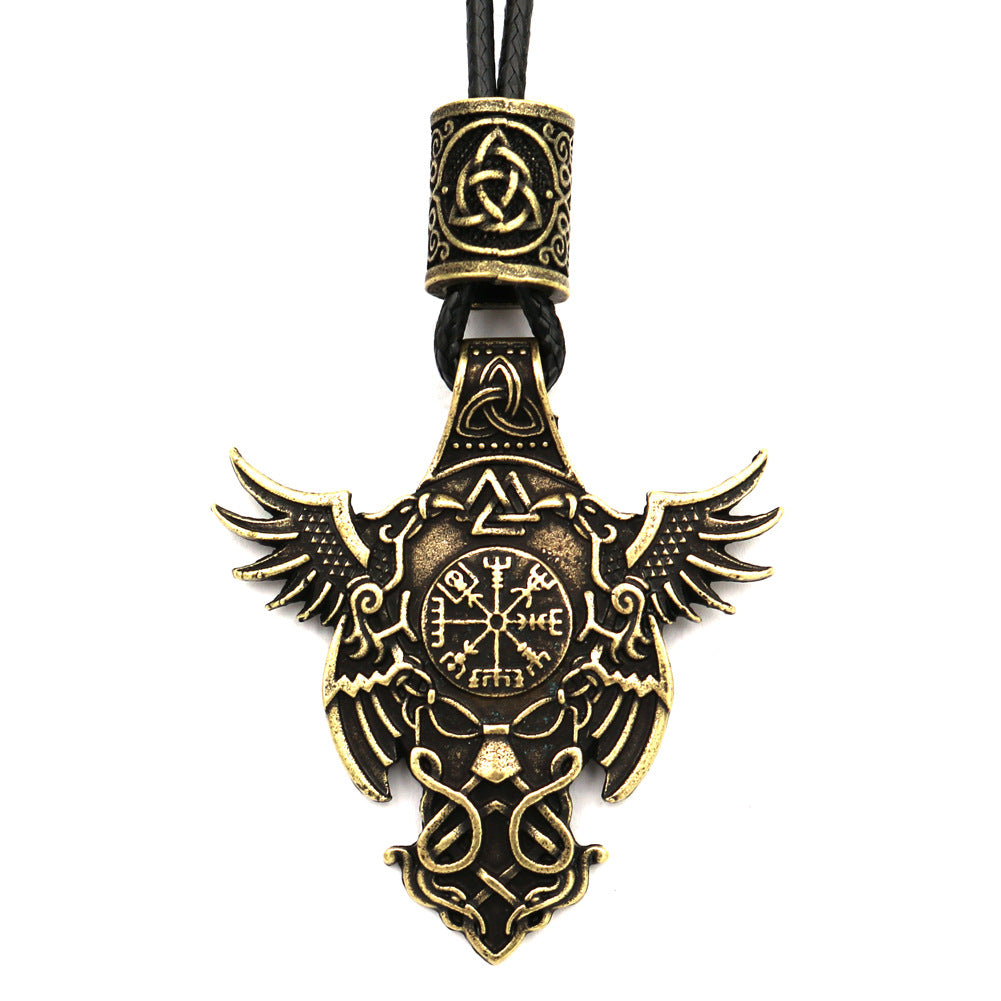 Legendary Norse Legacy Viking Pirate Necklace with Odin Amulet Pendant