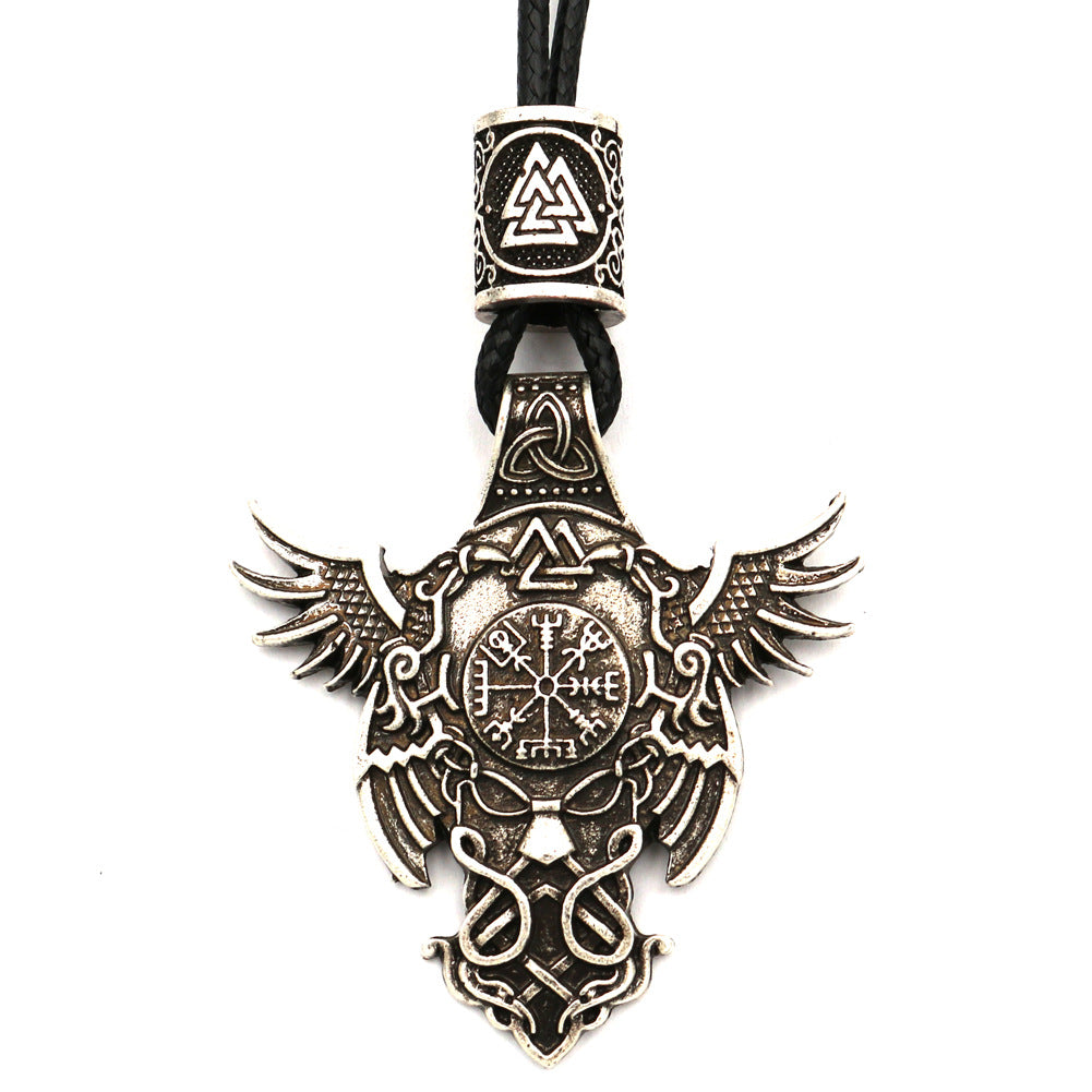 Legendary Norse Legacy Viking Pirate Necklace with Odin Amulet Pendant