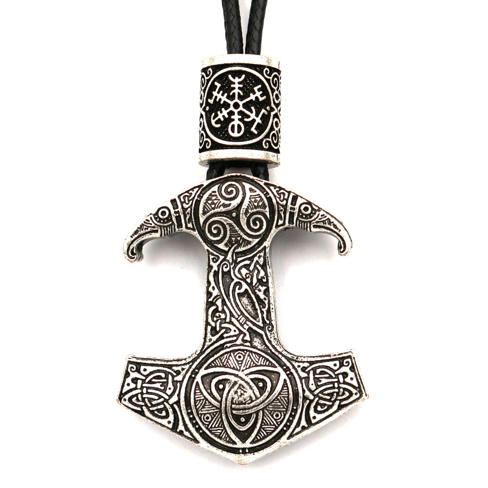 Viking Legend Metal Necklace with Norse Mythology Pendant and Bead Accessories