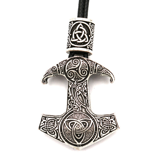 Viking Legend Metal Necklace with Norse Mythology Pendant and Bead Accessories