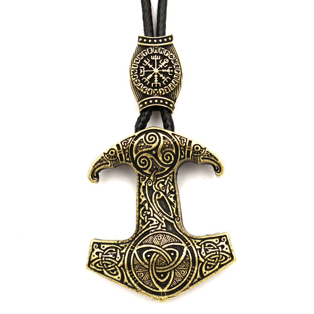 Viking Legend Metal Necklace with Norse Mythology Pendant and Bead Accessories