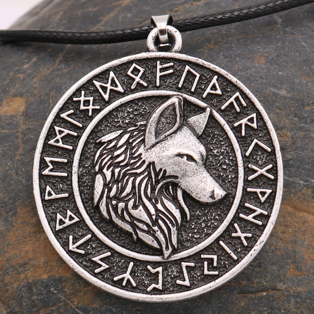 European and American Exclusive: Viking Wolf Head Rune Necklace - Premium Metal Men's Pendant