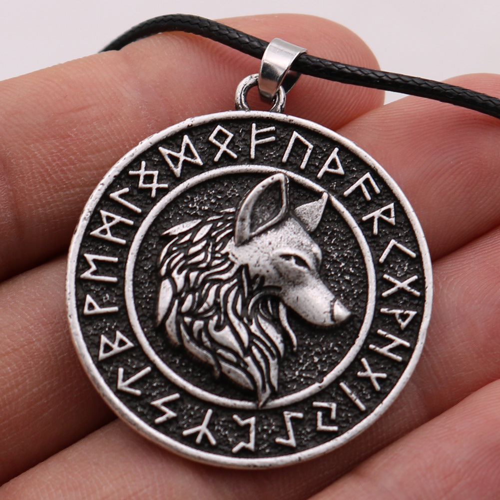 European and American Exclusive: Viking Wolf Head Rune Necklace - Premium Metal Men's Pendant