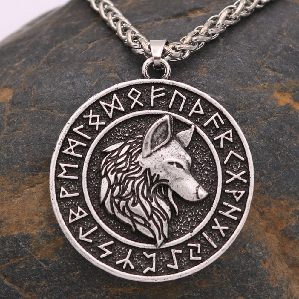 European and American Exclusive: Viking Wolf Head Rune Necklace - Premium Metal Men's Pendant