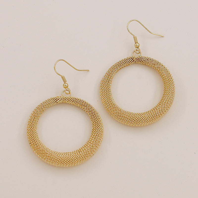 Metallic Mesh Geometric Earrings with a Hint of Cross-Border Flair