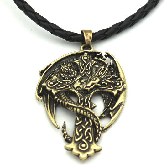 Guardian Viking Totem Dragon Wing Metal Necklace - Norse Legacy