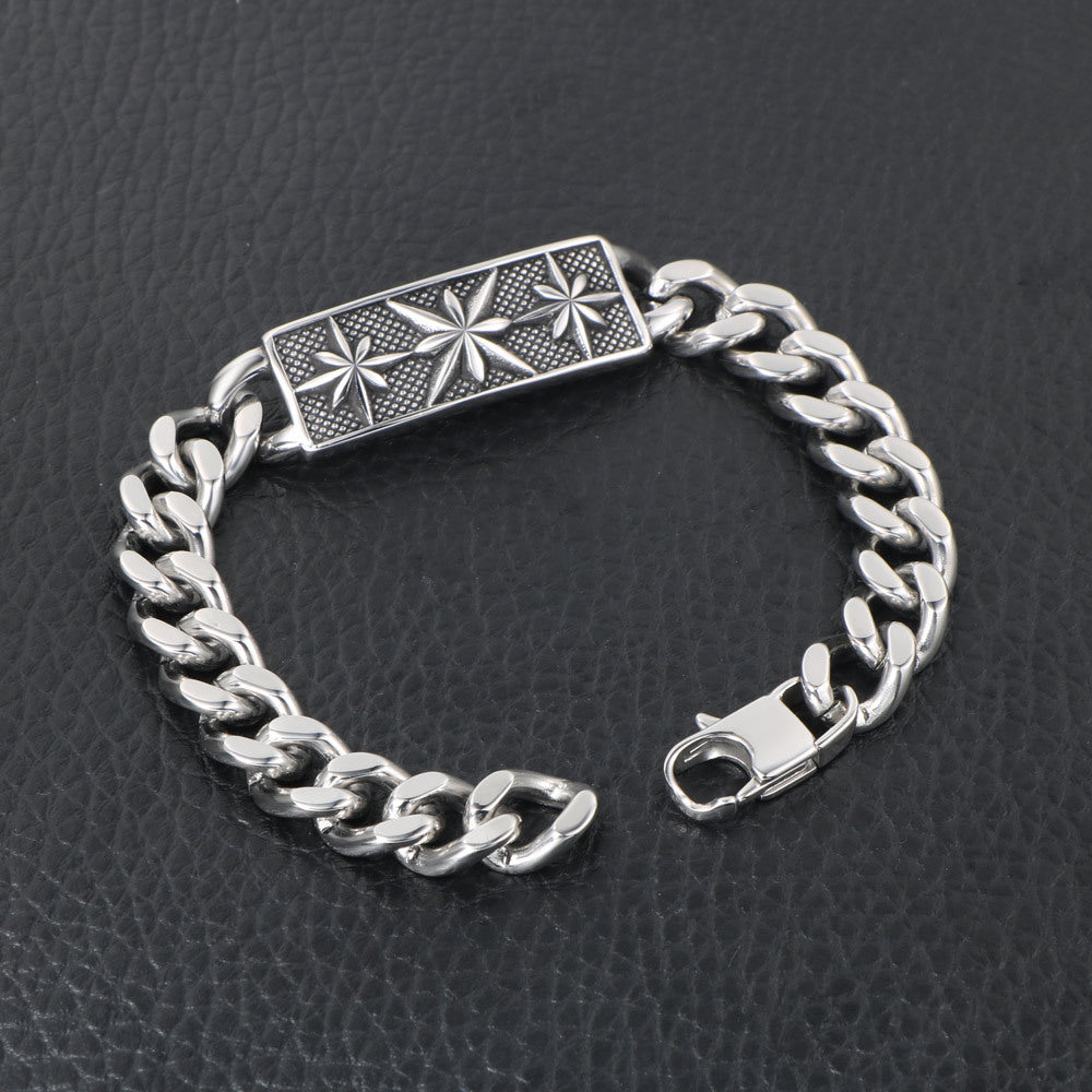 Punk-Inspired Cross Flower Titanium Steel Unisex Bracelet