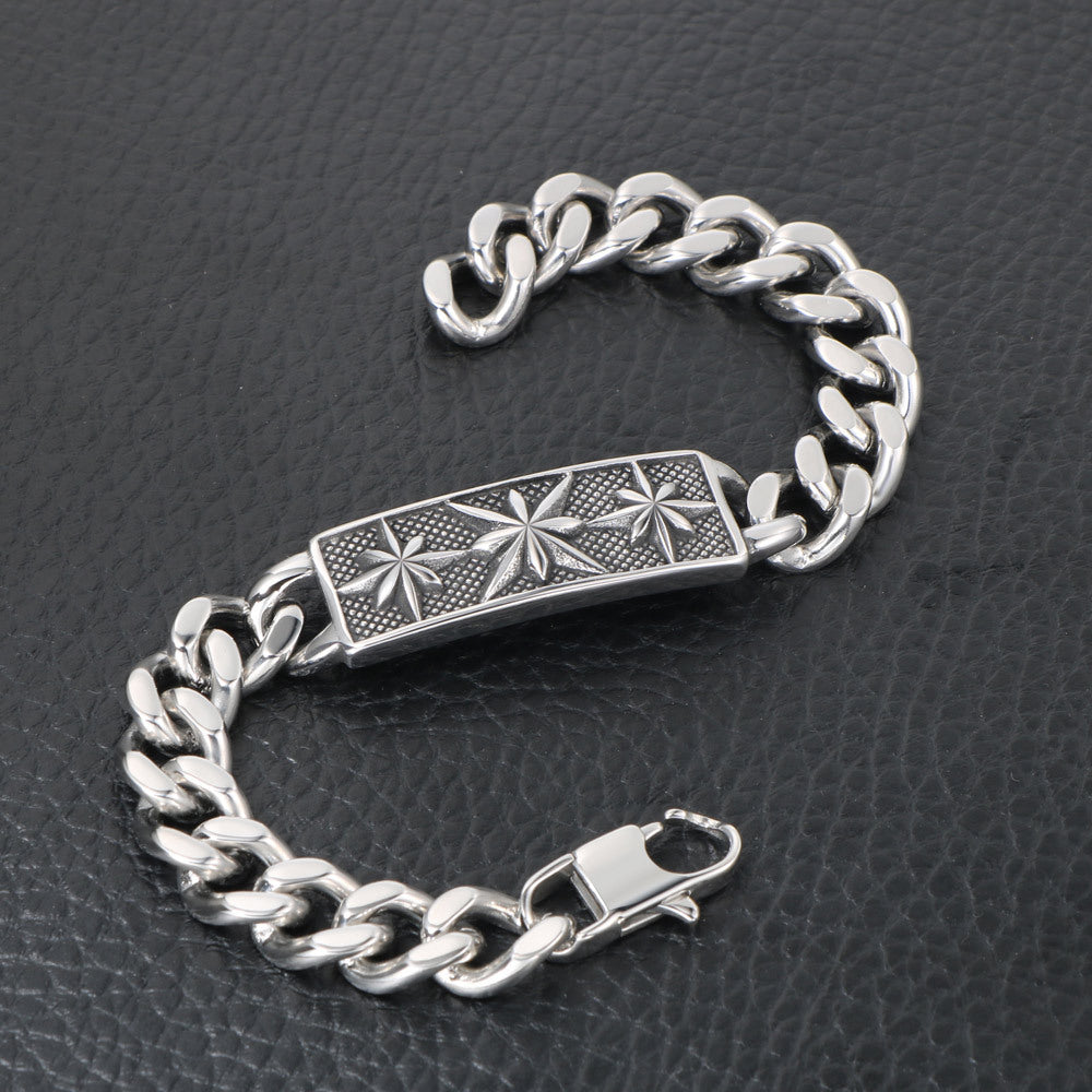 Punk-Inspired Cross Flower Titanium Steel Unisex Bracelet