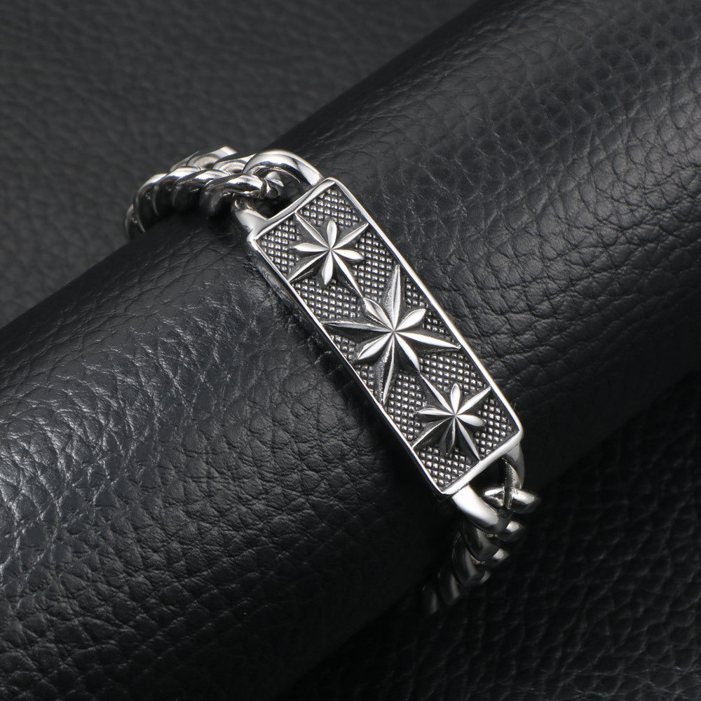 Punk-Inspired Cross Flower Titanium Steel Unisex Bracelet