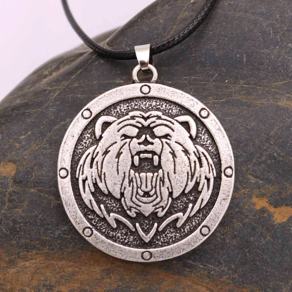 Explosive Foreign Trade Grizzly Bear Pendant Necklace with Bear Claw Charm - European and American Men's Jewelry