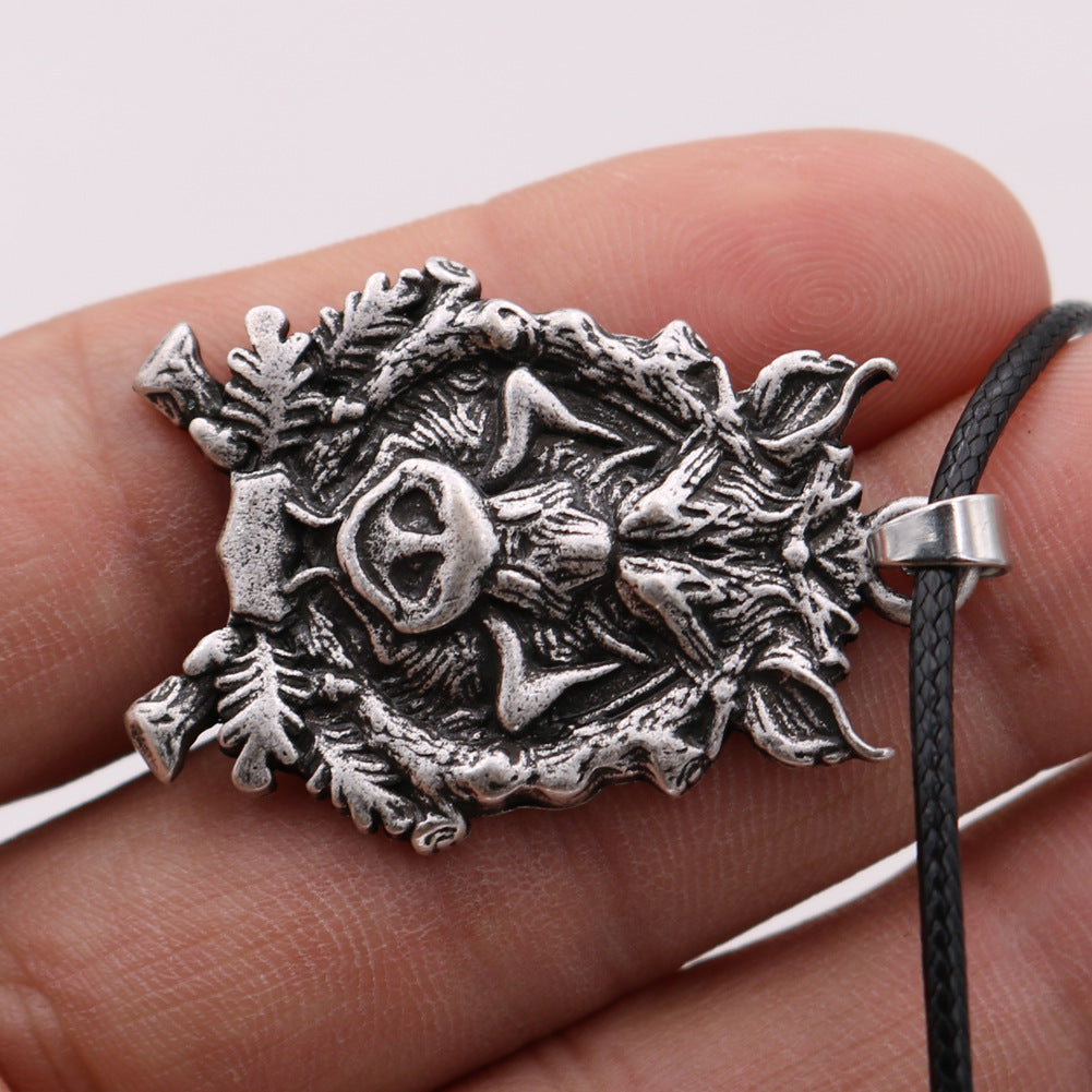 Norse Legacy Wild Boar Necklace with Pirate Amulet Pendants